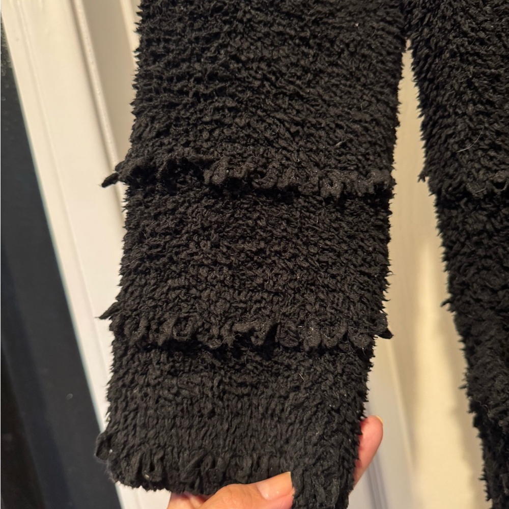Cozy Black Women's Sweater - Barefoot Dreams Cozychic L - Picture 3 of 7